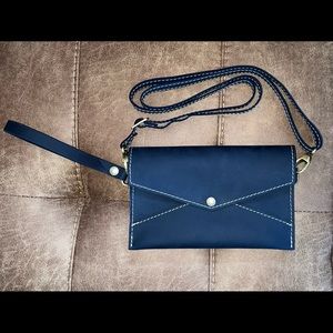 Portland Leather Goods Envelope Convertible Crossbody (Deep Water)